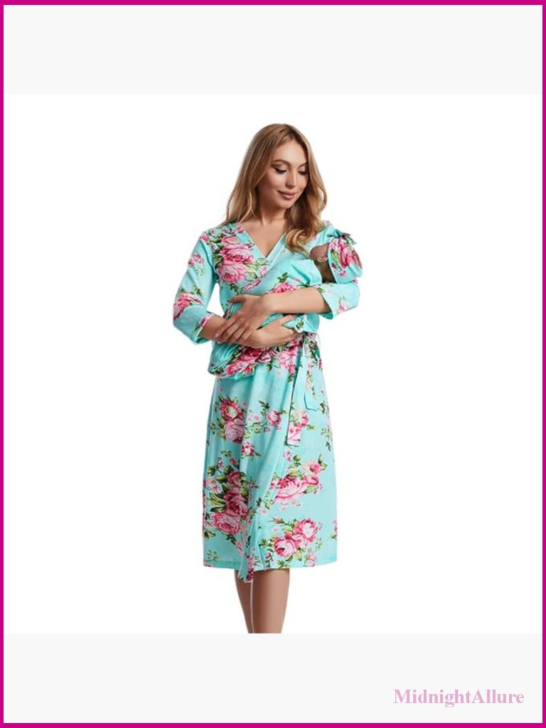 Maternity Robe & Swaddle Set, Postpartum Nursing Robe, Baby Blanket